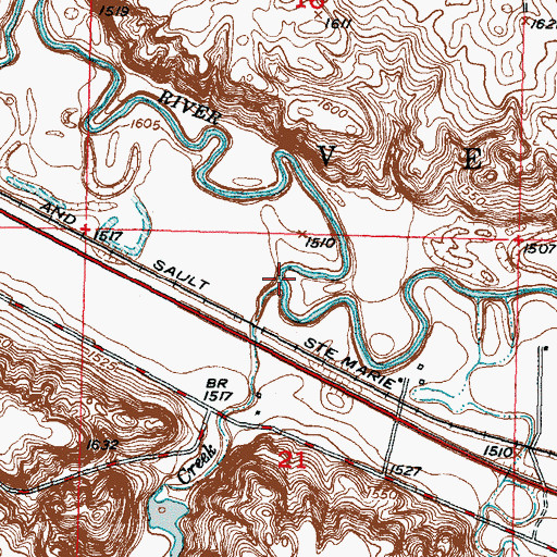 Topographic Map of Oak Creek, ND