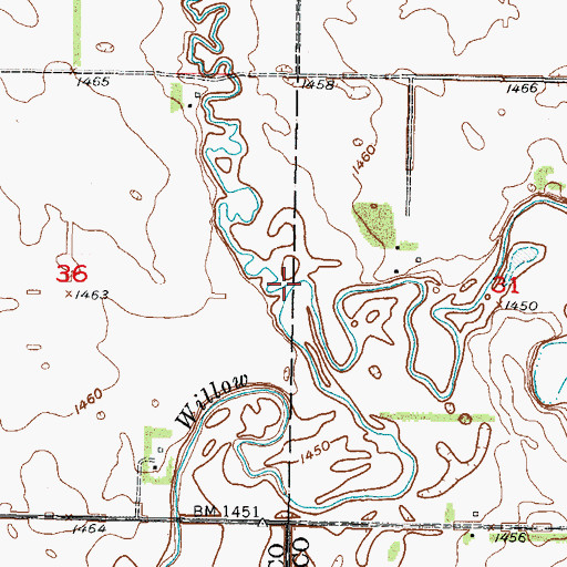 Topographic Map of Oak Creek, ND