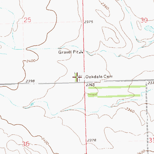 Topographic Map of Oakdale Cemetery, ND