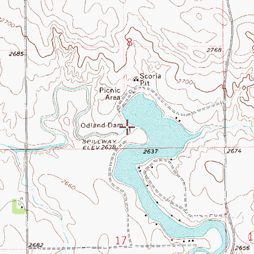 Topographic Map of Odland Dam, ND