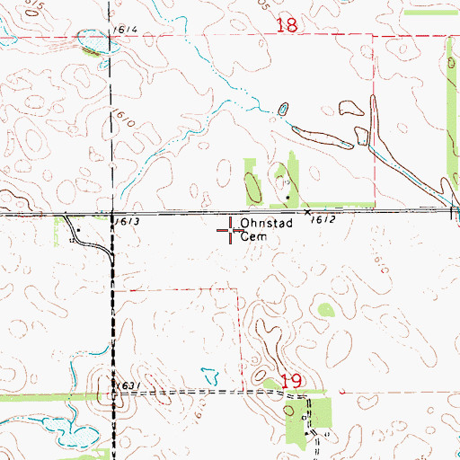 Topographic Map of Ohnstad Cemetery, ND