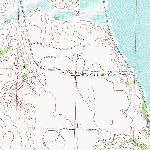 Topographic Map of Old Catholic Cemetery, ND