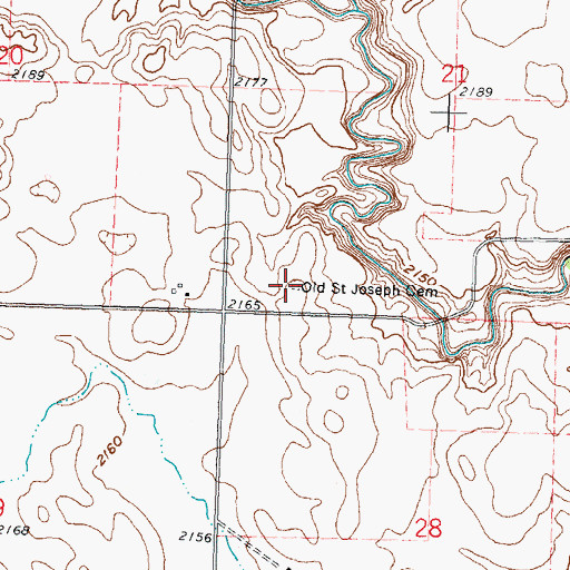 Topographic Map of Old Saint Joseph Cemetery, ND