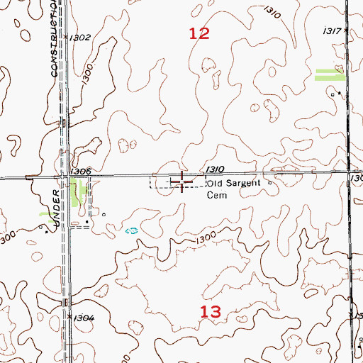 Topographic Map of Old Sargent Cemetery, ND
