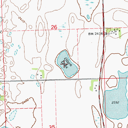 Topographic Map of Olson Lake, ND