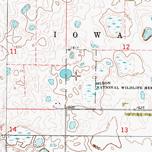 Topographic Map of Olson National Wildlife Refuge, ND