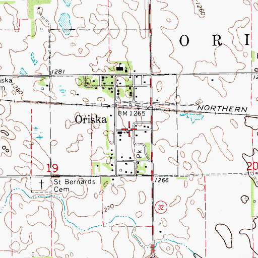 Topographic Map of Oriska, ND