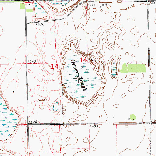 Topographic Map of Orner Slough, ND