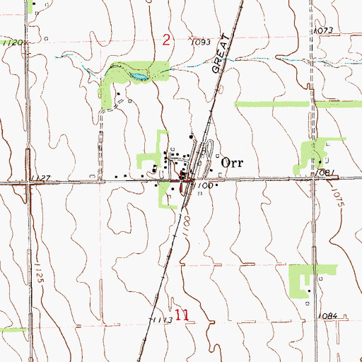 Topographic Map of Orr, ND