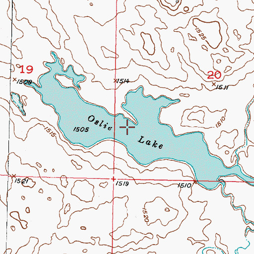 Topographic Map of Oslie Lake, ND