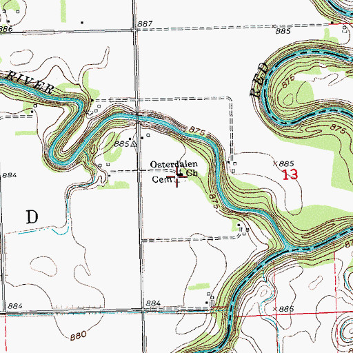 Topographic Map of Osterdalen Church, ND