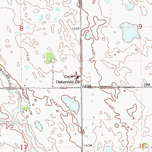 Topographic Map of Ostervold Church, ND