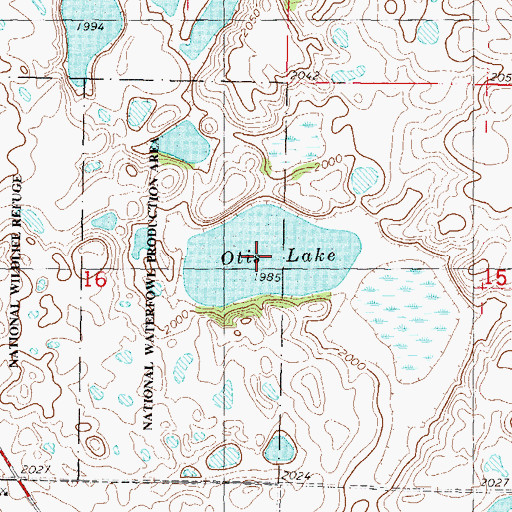 Topographic Map of Otis Lake, ND