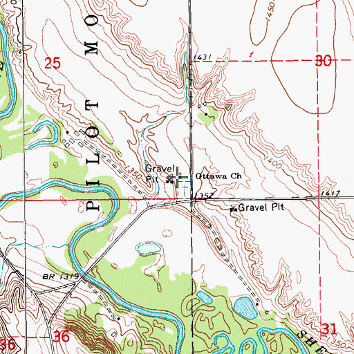 Topographic Map of Ottawa Church, ND