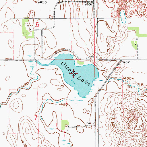 Topographic Map of Ottofy Lake, ND
