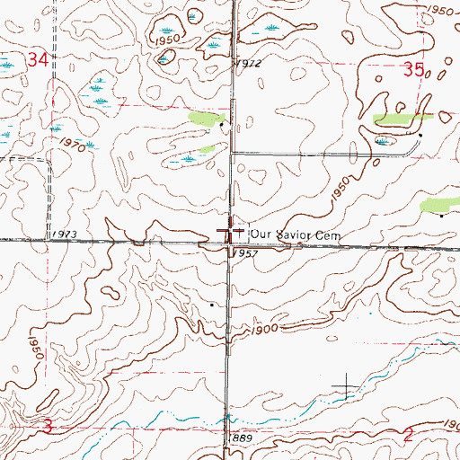 Topographic Map of Our Savior Cemetery, ND