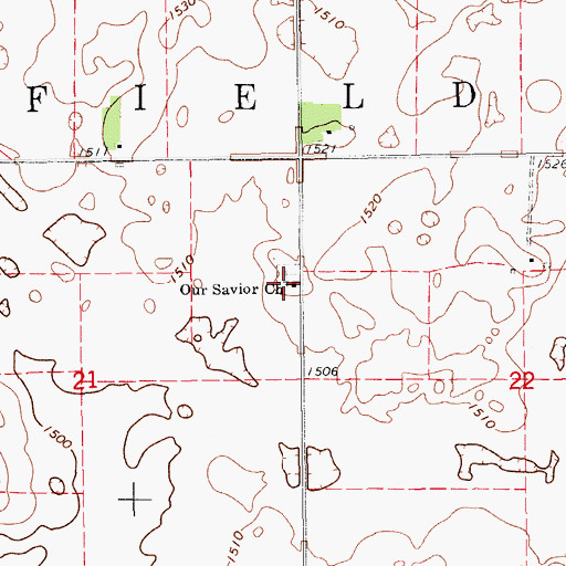 Topographic Map of Our Savior Church, ND