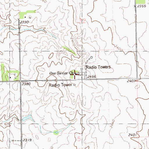 Topographic Map of Our Savior Church, ND