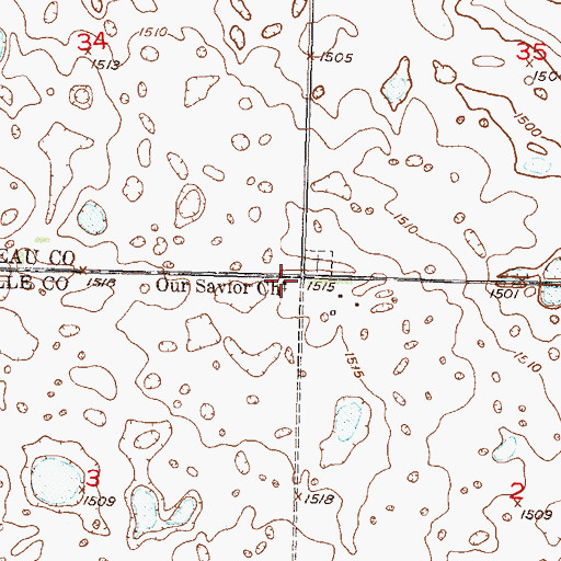 Topographic Map of Our Savior Church (historical), ND
