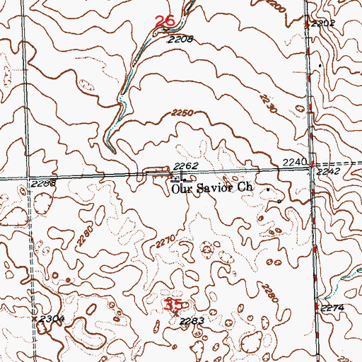 Topographic Map of Our Savior Church, ND