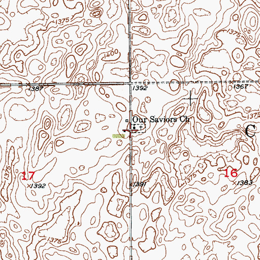 Topographic Map of Our Saviors Church, ND