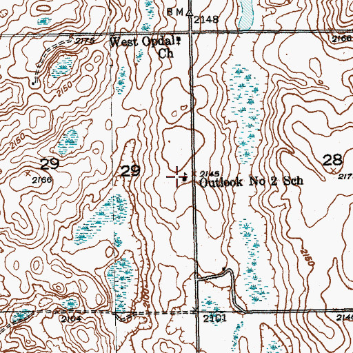 Topographic Map of Outlook Number 2 School, ND