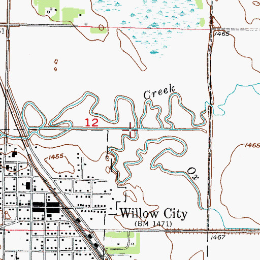 Topographic Map of Ox Creek, ND
