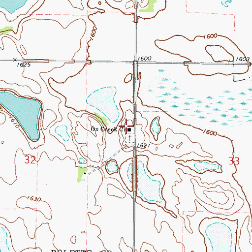 Topographic Map of Ox Creek Church, ND