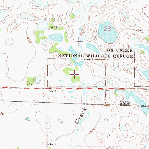 Topographic Map of Ox Creek National Wildlife Refuge, ND