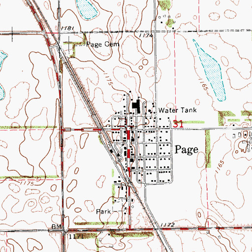 Topographic Map of Page, ND