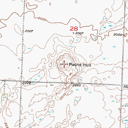 Topographic Map of Paint Hill, ND