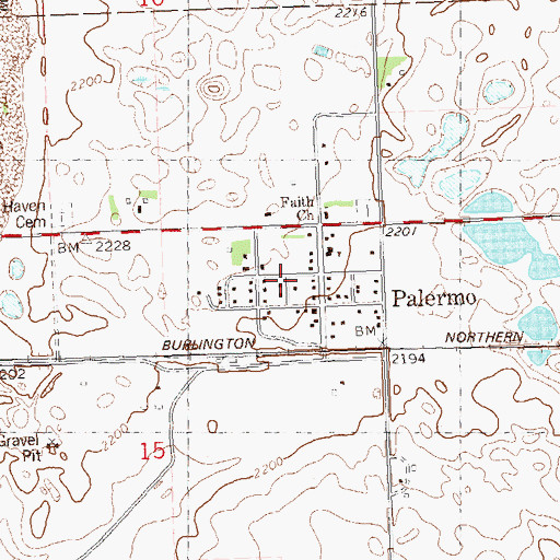 Topographic Map of Palermo, ND