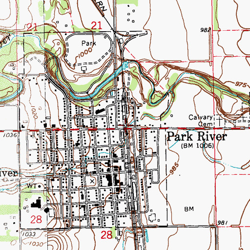 Topographic Map of Park River, ND