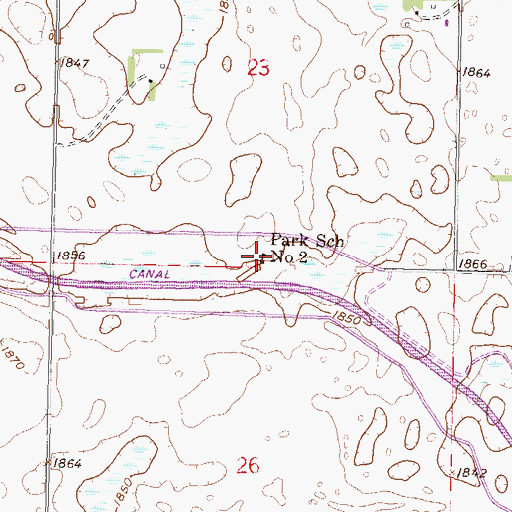 Topographic Map of Park School Number 2, ND
