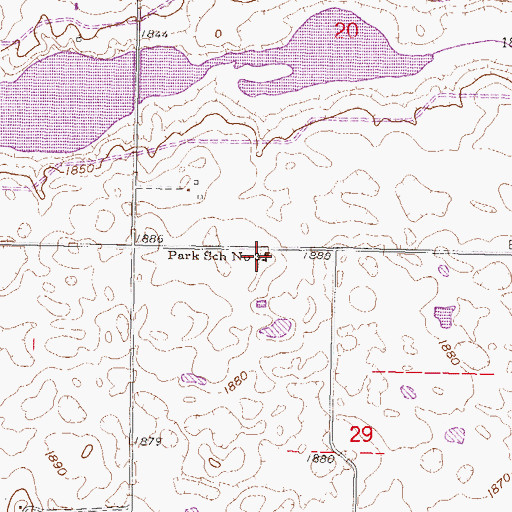 Topographic Map of Park School Number 3, ND