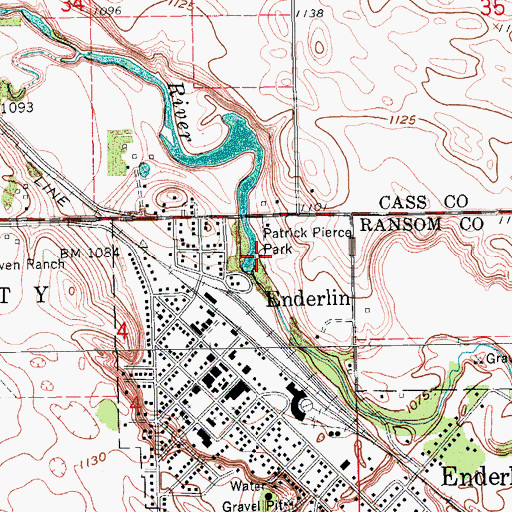 Topographic Map of Patrick Pierce Park, ND