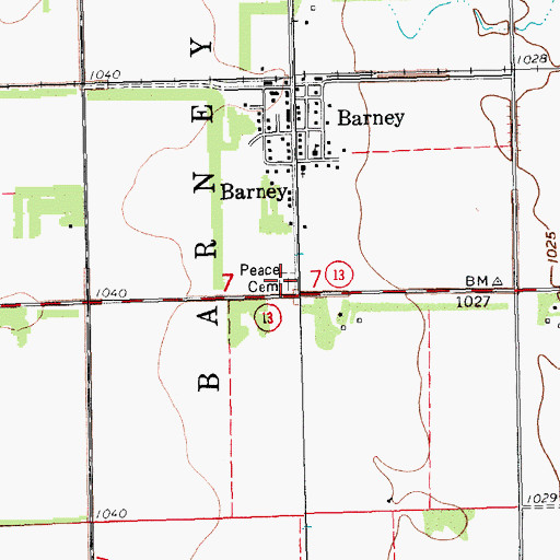 Topographic Map of Peace Lutheran Cemetery, ND