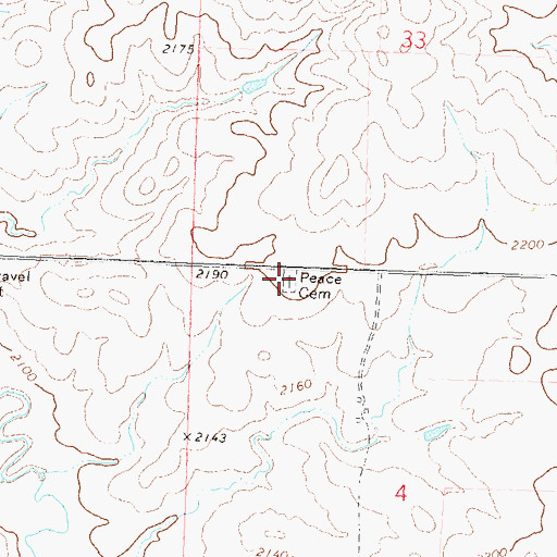 Topographic Map of Peace Cemetery, ND