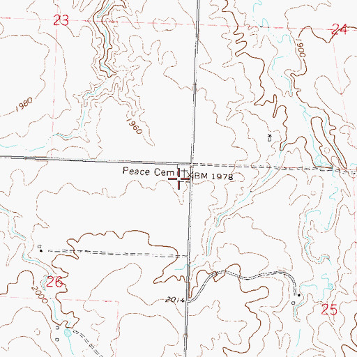 Topographic Map of Peace Cemetery, ND