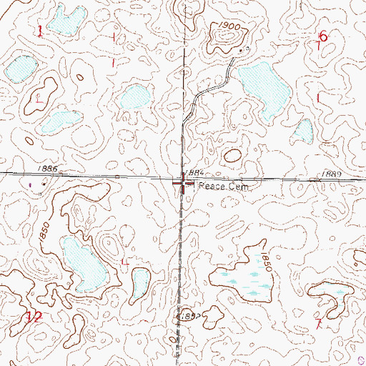 Topographic Map of Peace Cemetery, ND