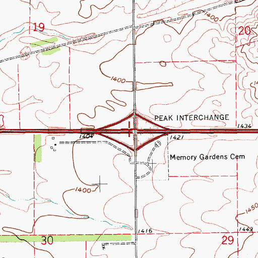 Topographic Map of Peak Interchange, ND