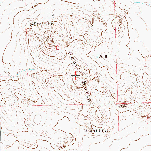 Topographic Map of Pearl Butte, ND
