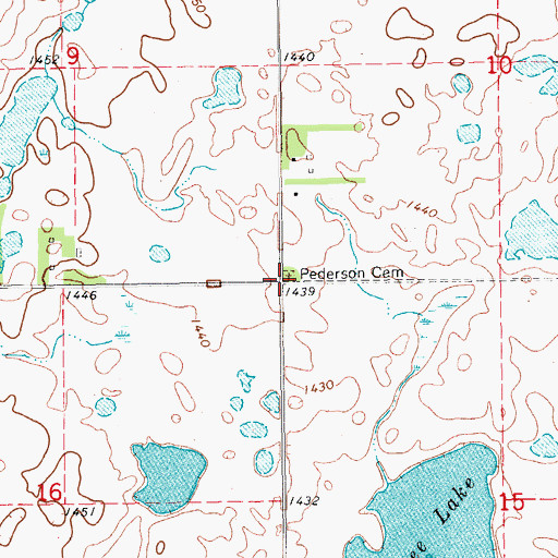 Topographic Map of Pederson Cemetery, ND