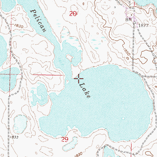 Topographic Map of Pelican Lake, ND
