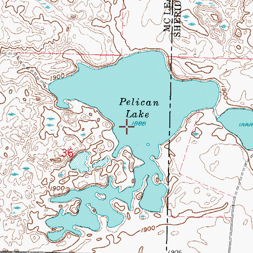 Topographic Map of Pelican Lake, ND
