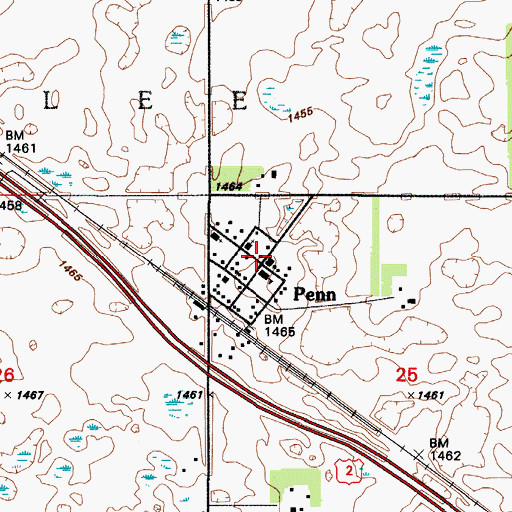 Topographic Map of Penn, ND