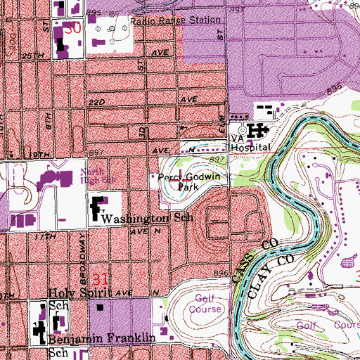 Topographic Map of Percy Godwin Park, ND