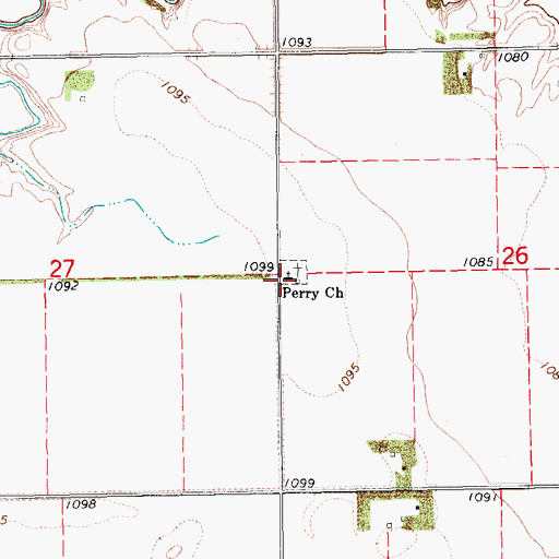 Topographic Map of Perry Church, ND