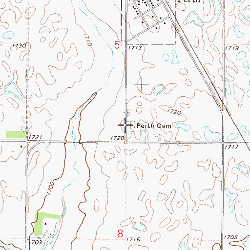 Topographic Map of Perth Cemetery, ND
