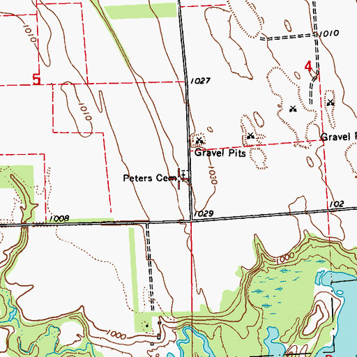 Topographic Map of Peters Cemetery, ND